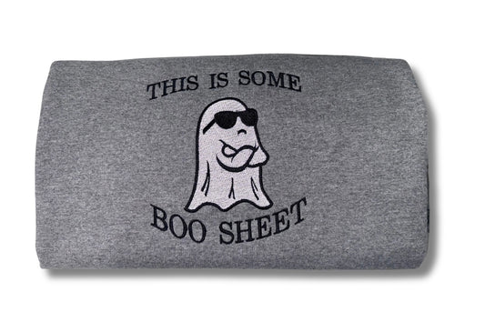 Ghost Boo Sheet Embroidered Crew Neck Gray