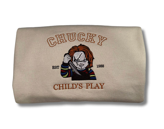 Chucky Embroidered Crew Neck - Tan