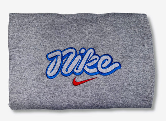 Retro NIKE Embroidered Crew Neck Gray