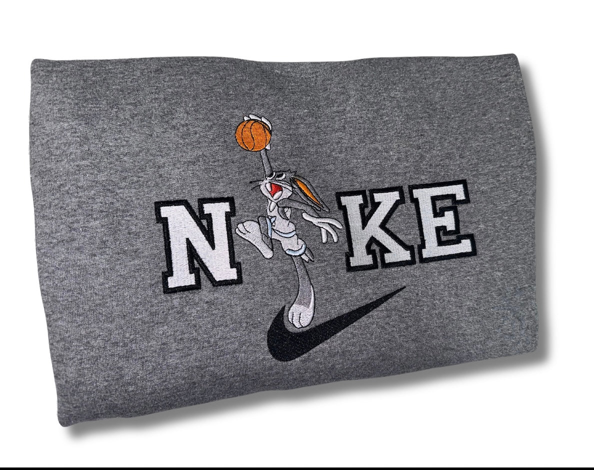 Space Jam Bugs Bunny NIKE Embroidery Crew Neck Gray