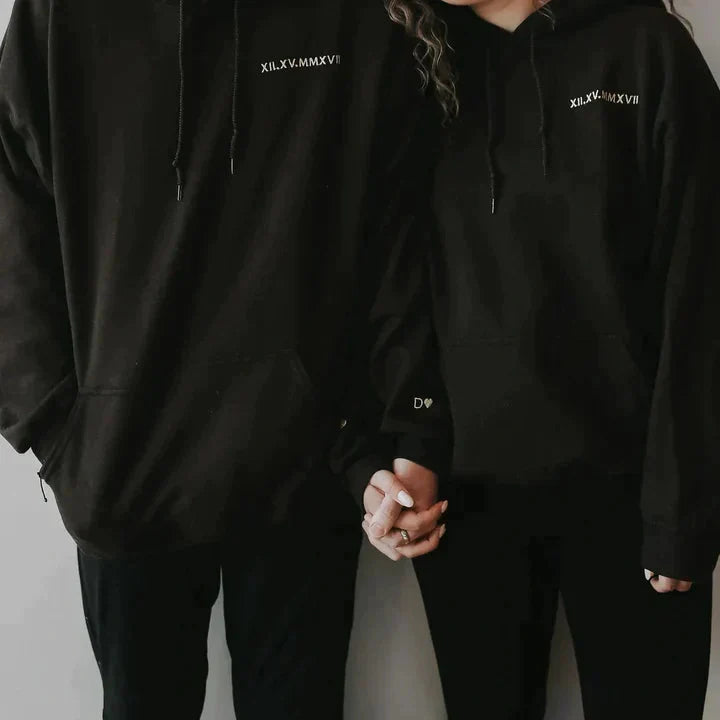 Custom Embroidered Roman Numeral Couples Crewneck/Hoodie (Read Description)